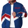 NFL Buffalo Bills Captain Royal Satin Jacket Front - Trendy Leather Jackets