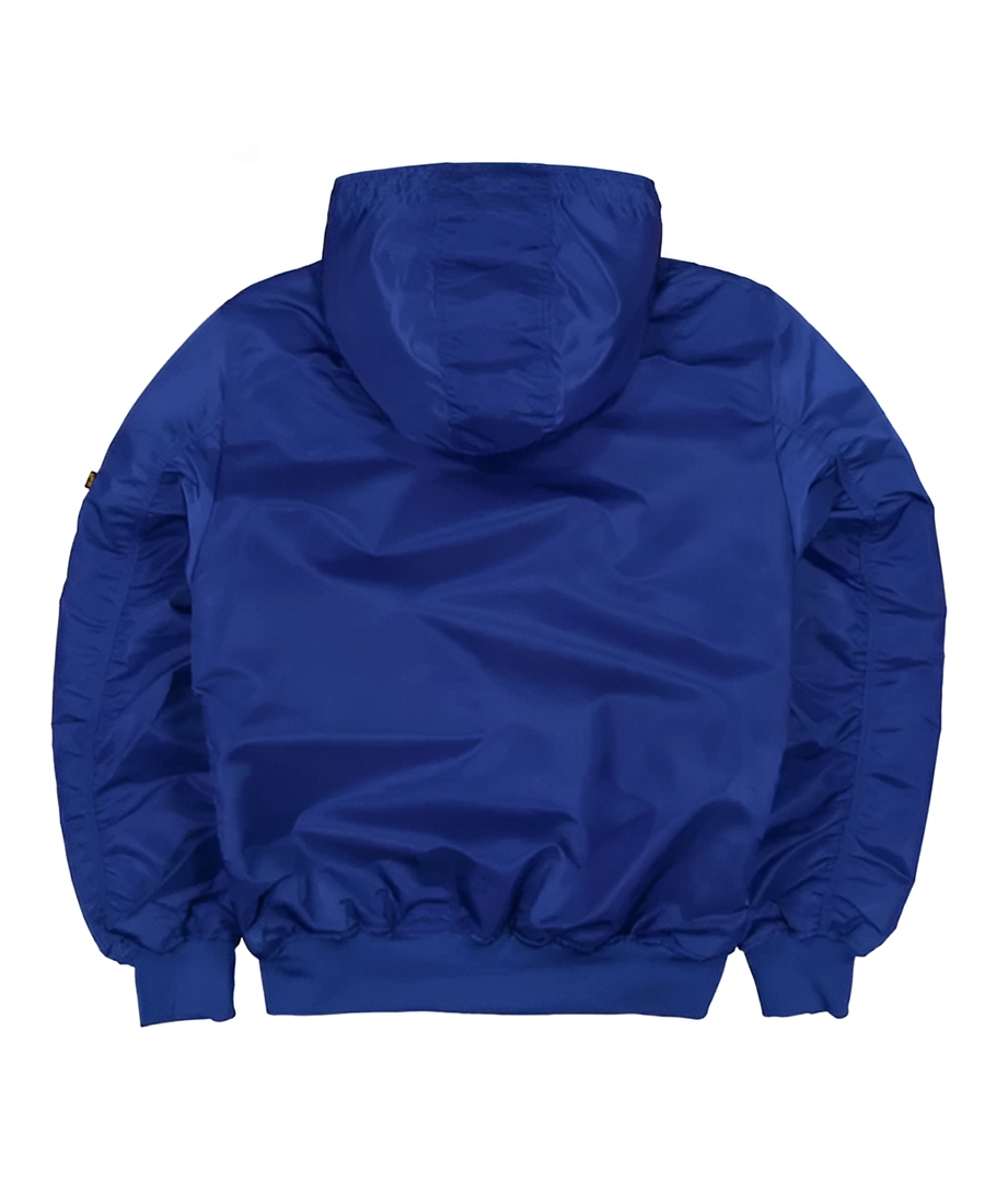 NFL Buffalo Bills Historic L-2B Hooded Blue Bomber Jacket Back - Trendy Leather Jackets