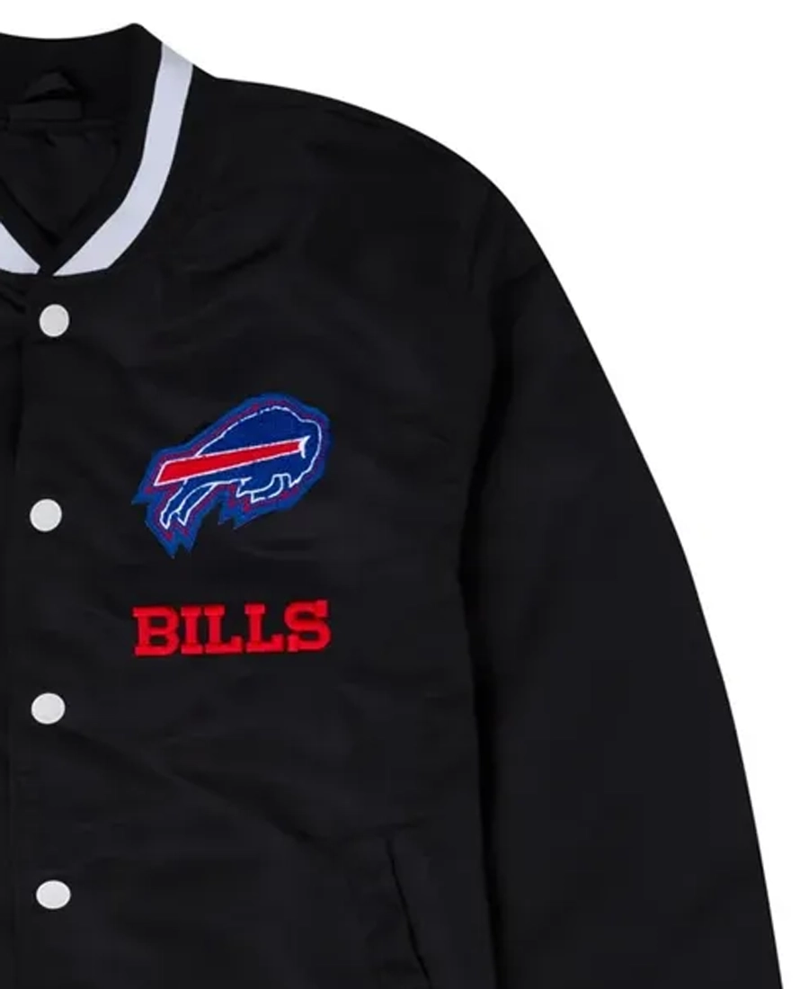 Nfl Buffalo Bills Logo Select Black Nylon Jacket 3 Nfl Buffalo Bills Logo Select Black Nylon Jacket Front Closeup - Trendy Leather Jackets