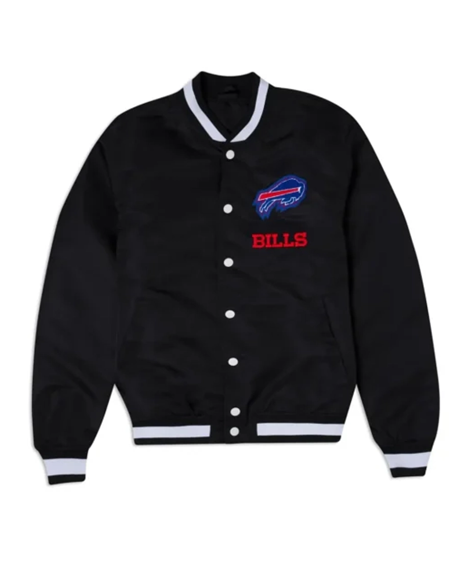 NFL Buffalo Bills Logo Select Black Nylon Jacket Front - Trendy Leather Jackets
