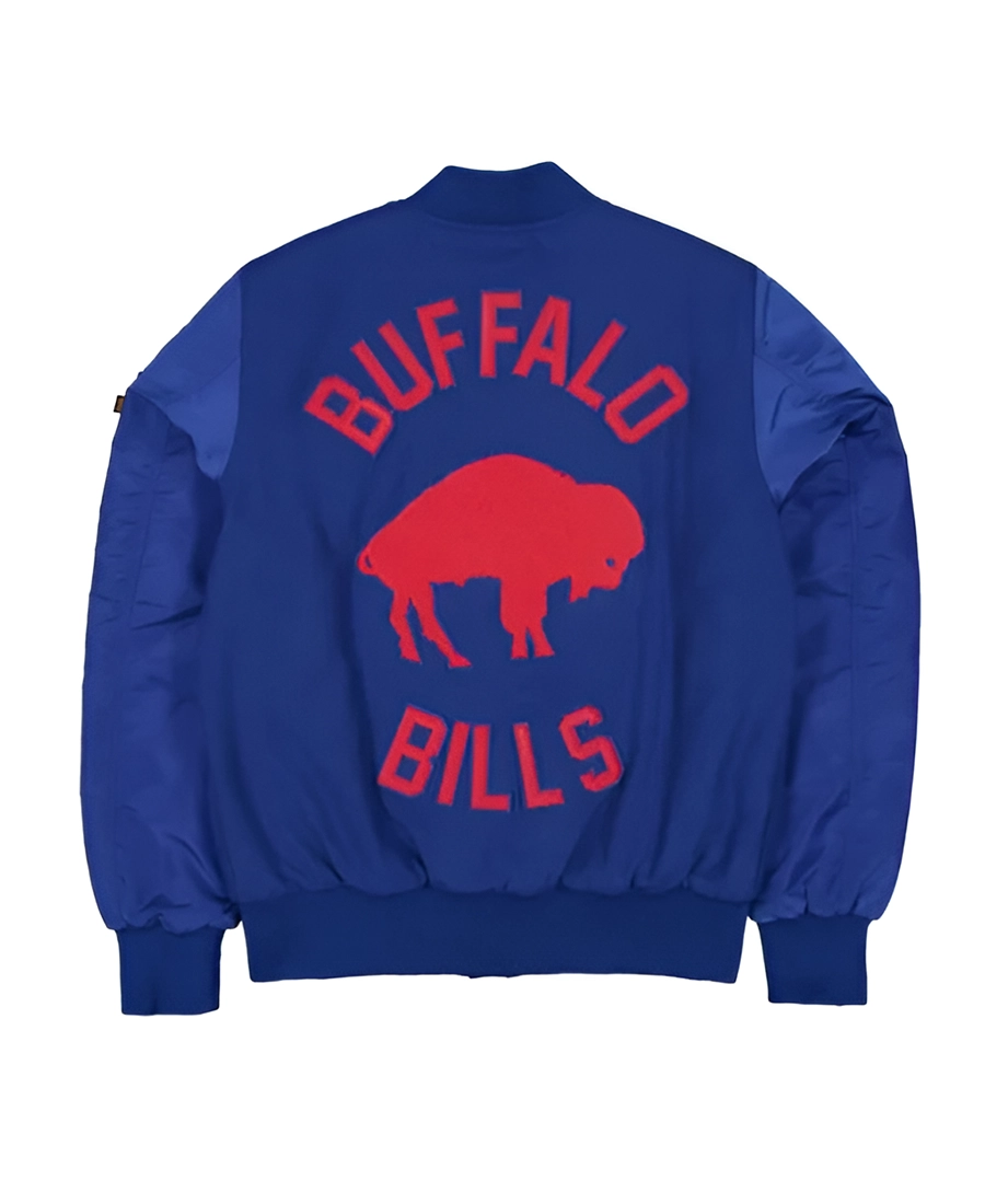 NFL Buffalo Bills MA-1 Historic Varsity Jacket Back - Trendy Leather Jackets