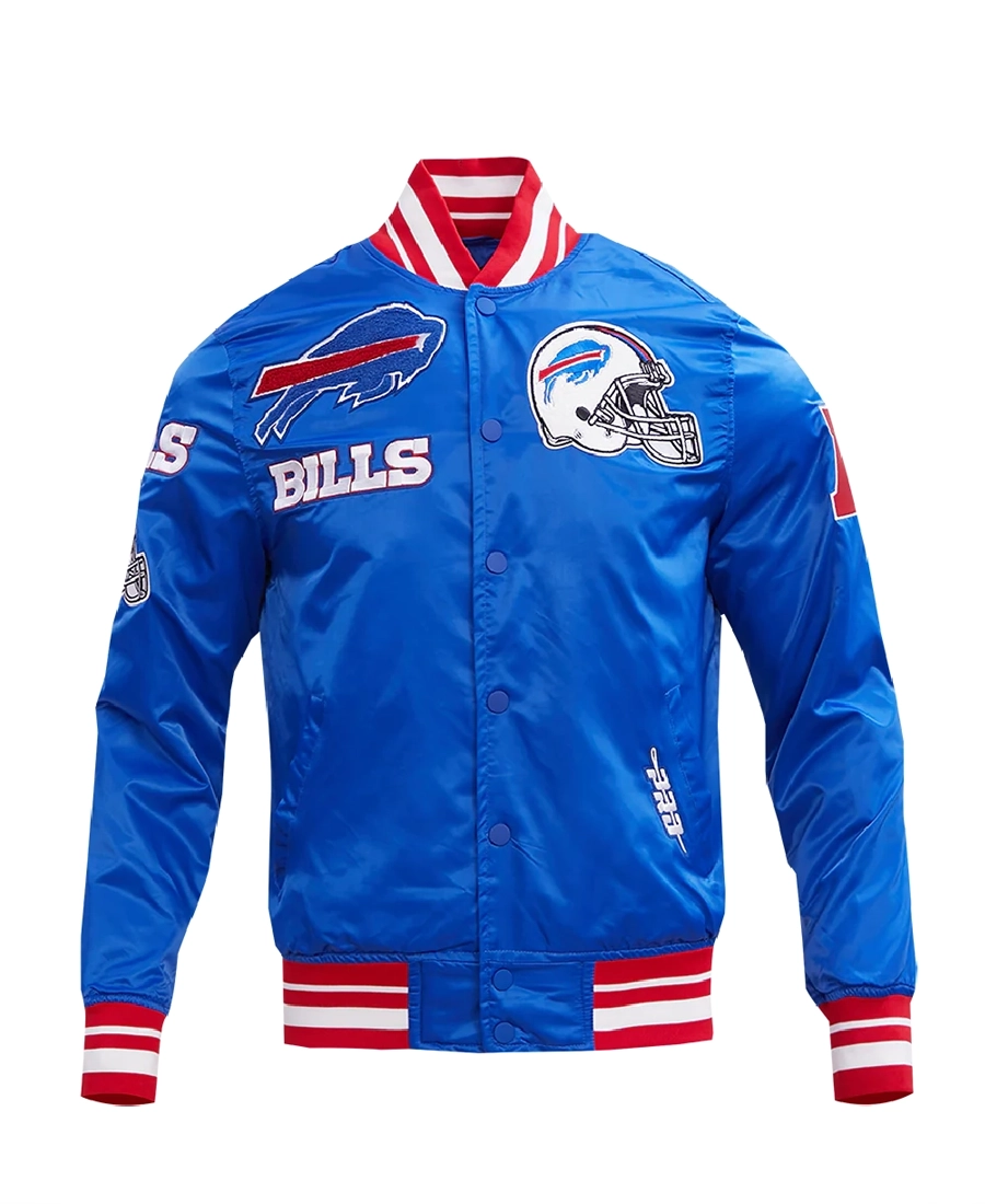 NFL Buffalo Bills Mashup Satin Jacket Front - Trendy Leather Jackets