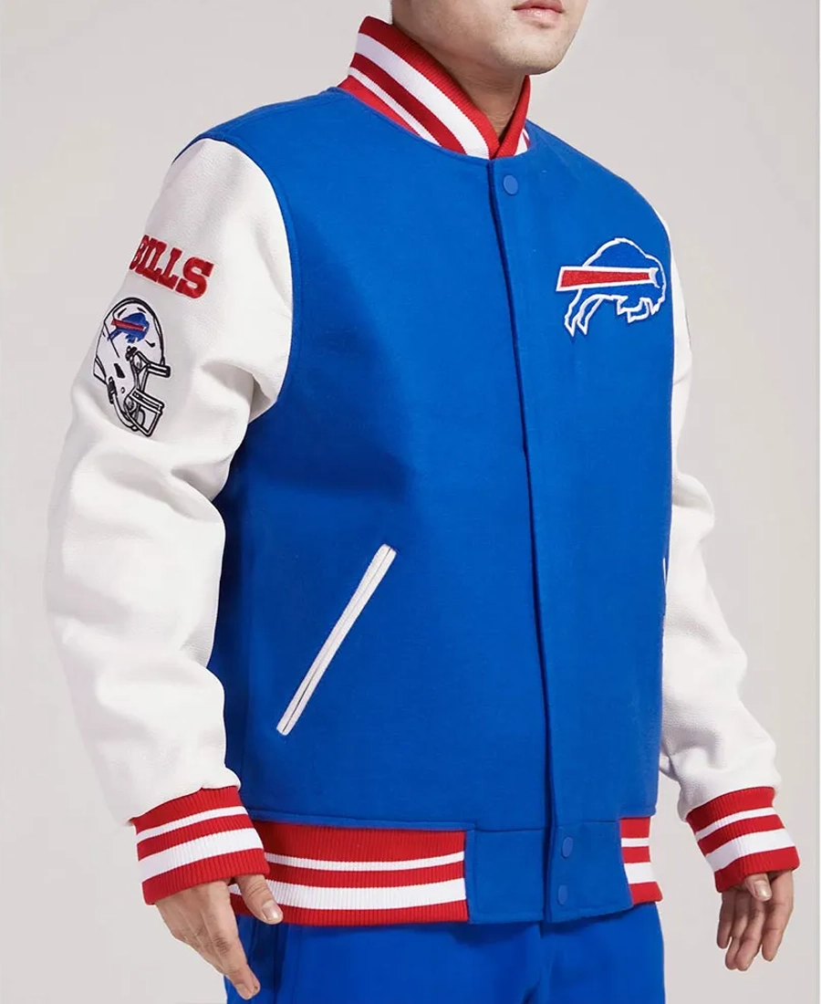Nfl Buffalo Bills Old English Classic Rib Varsity Wool Jacket 3 Nfl Buffalo Bills Old English Classic Rib Varsity Wool Jacket Blue Side - Trendy Leather Jackets