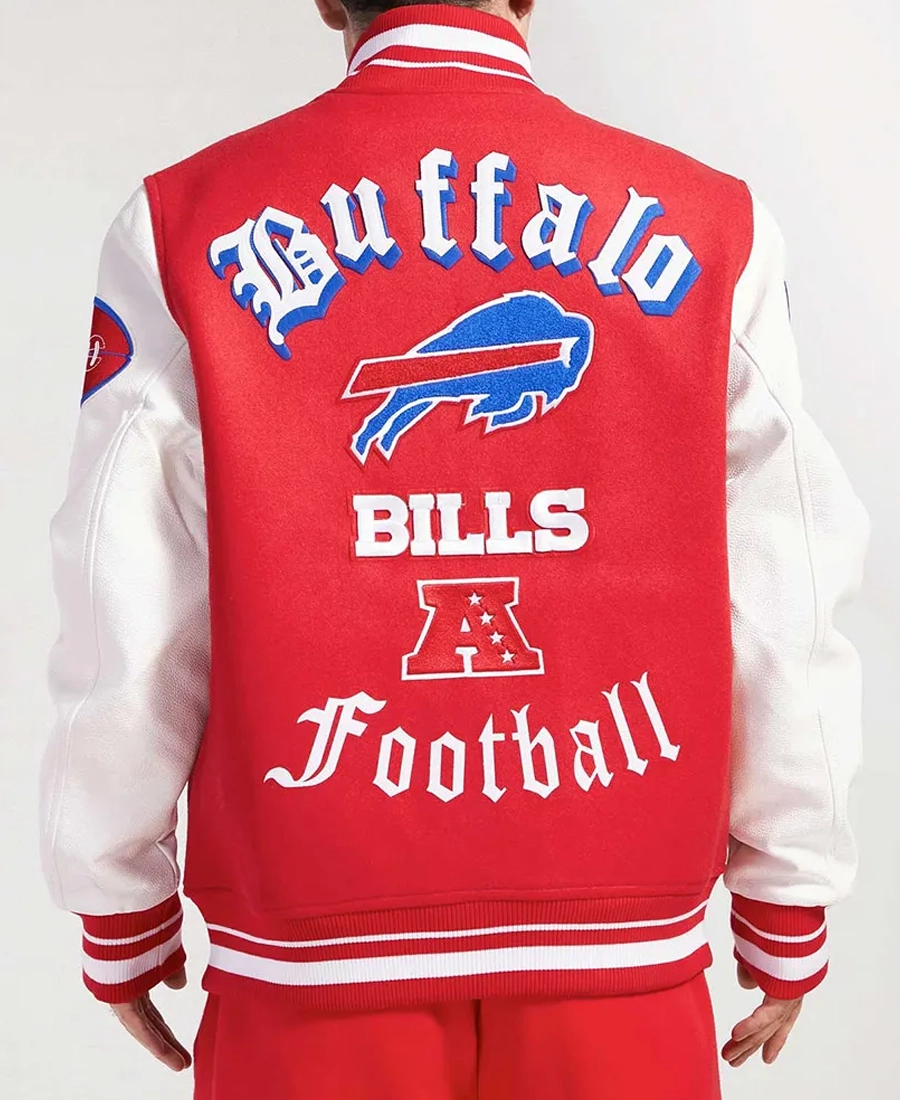 Nfl Buffalo Bills Old English Classic Rib Varsity Wool Jacket 6 Nfl Buffalo Bills Old English Classic Rib Varsity Wool Jacket Red Back - Trendy Leather Jackets