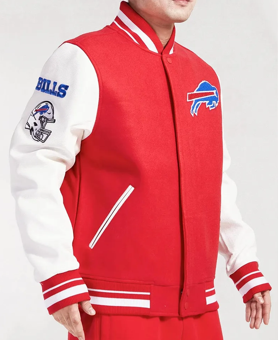 Nfl Buffalo Bills Old English Classic Rib Varsity Wool Jacket 7 Nfl Buffalo Bills Old English Classic Rib Varsity Wool Jacket Red Side - Trendy Leather Jackets