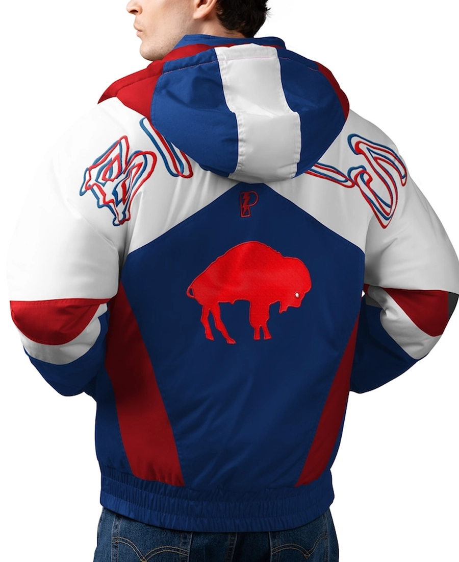 NFL Buffalo Bills Royal Hooded Jacket Back - Trendy Leather Jackets