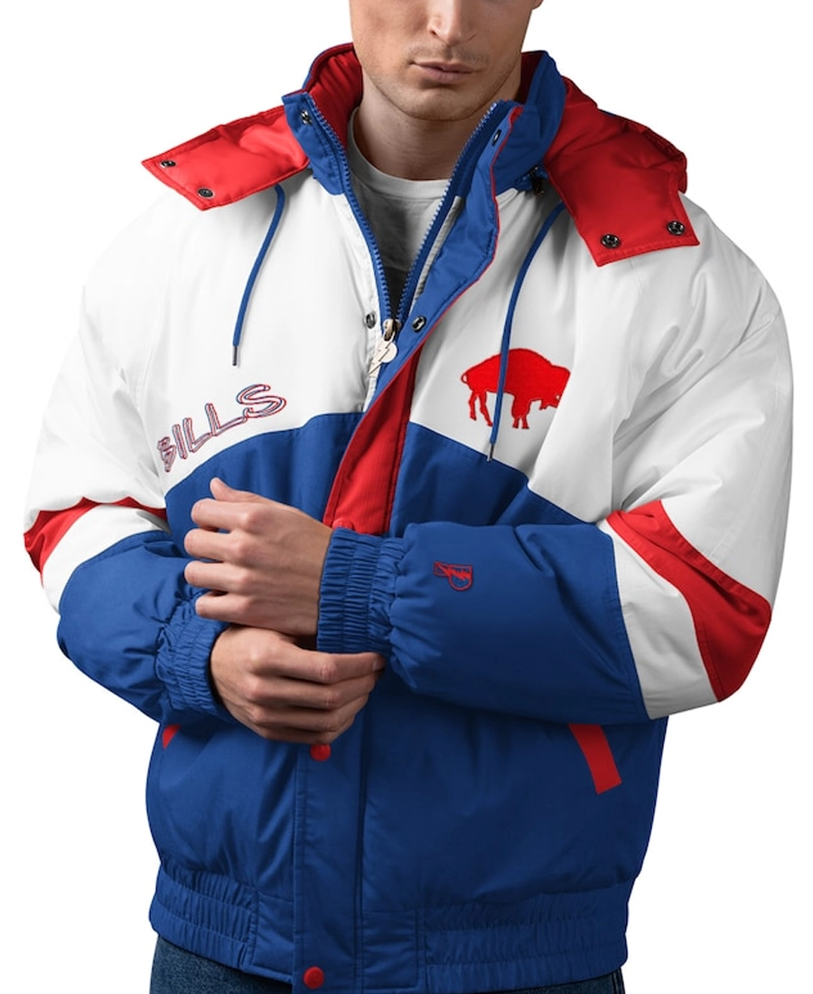 NFL Buffalo Bills Royal Hooded Jacket Front - Trendy Leather Jackets