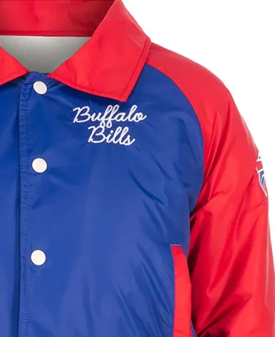Nfl Buffalo Bills Royal And Red Throwback Nylon Jacket 3 Nfl Buffalo Bills Royal And Red Throwback Nylon Jacket Front Closeup - Trendy Leather Jackets