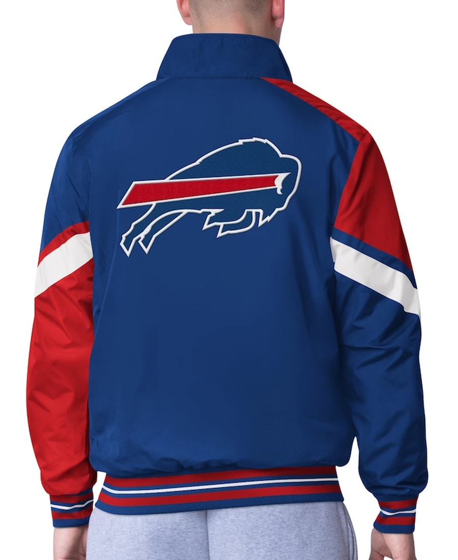NFL Buffalo Bills Strong Arm Royal Jacket Back - Trendy Leather Jackets