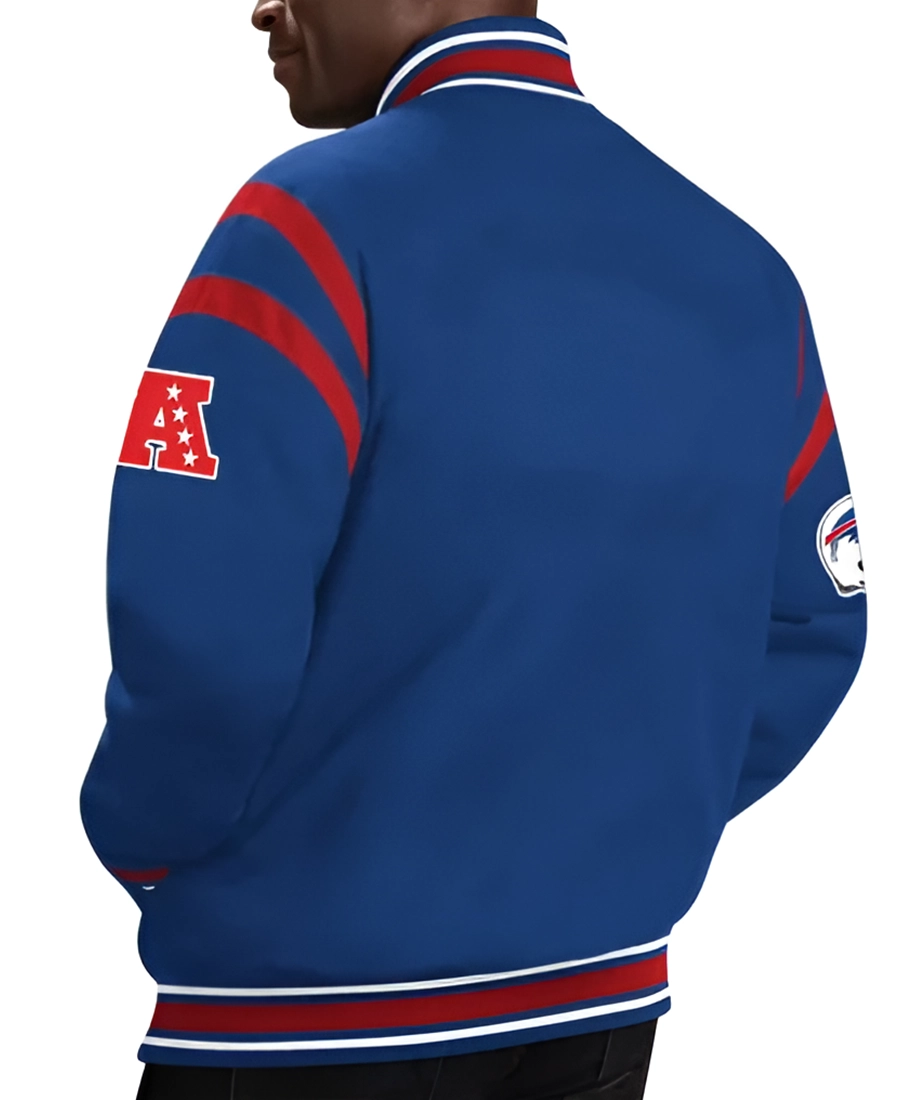 NFL Buffalo Bills Tailback Blue Varsity Cotton Jacket Back - Trendy Leather Jackets