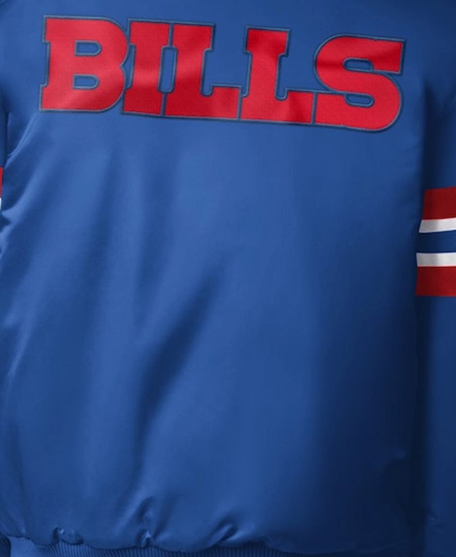 Nfl Scout I Buffalo Bills Blue Satin Jacket 4 Nfl Scout I Buffalo Bills Blue Satin Jacket Back Closeup - Trendy Leather Jackets