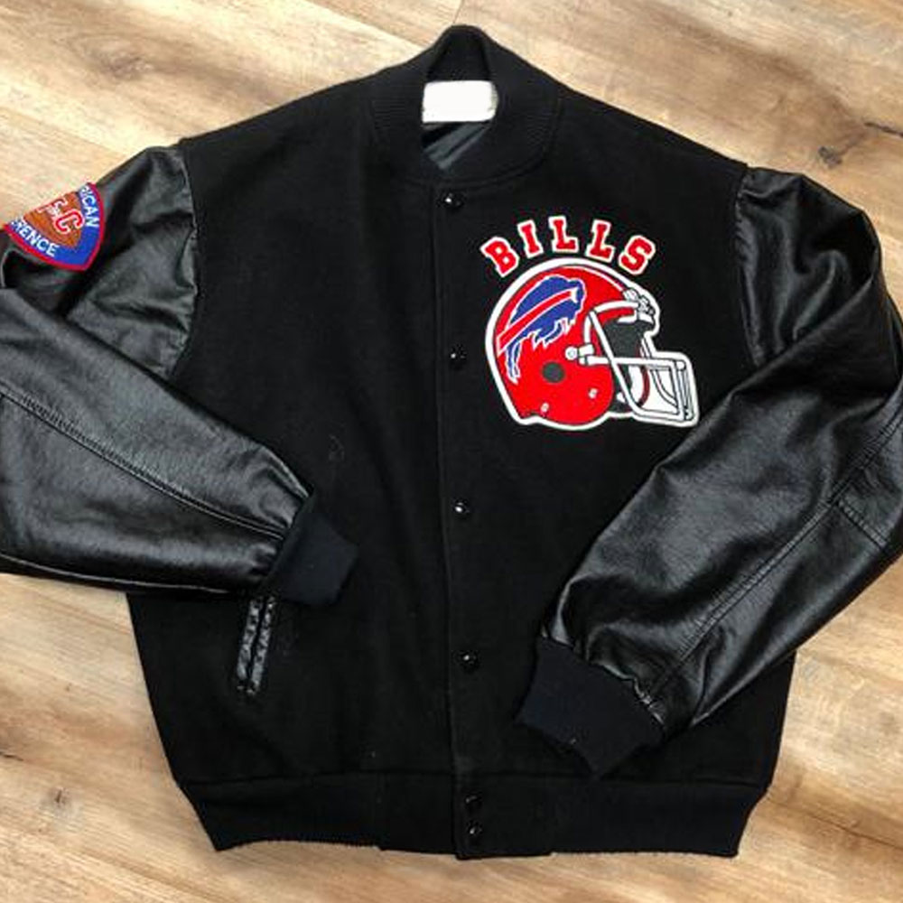 Men'S Buffalo Bills Black Varsity Jacket 4 Men'S Buffalo Bills Black Varsity Jacket - Image 4