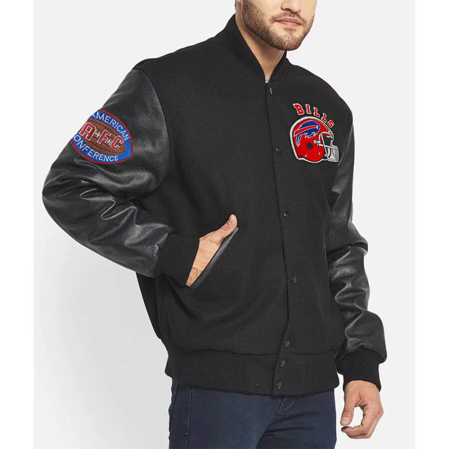 Men'S Buffalo Bills Black Varsity Jacket 8 90S Buffalo Bills Jacket