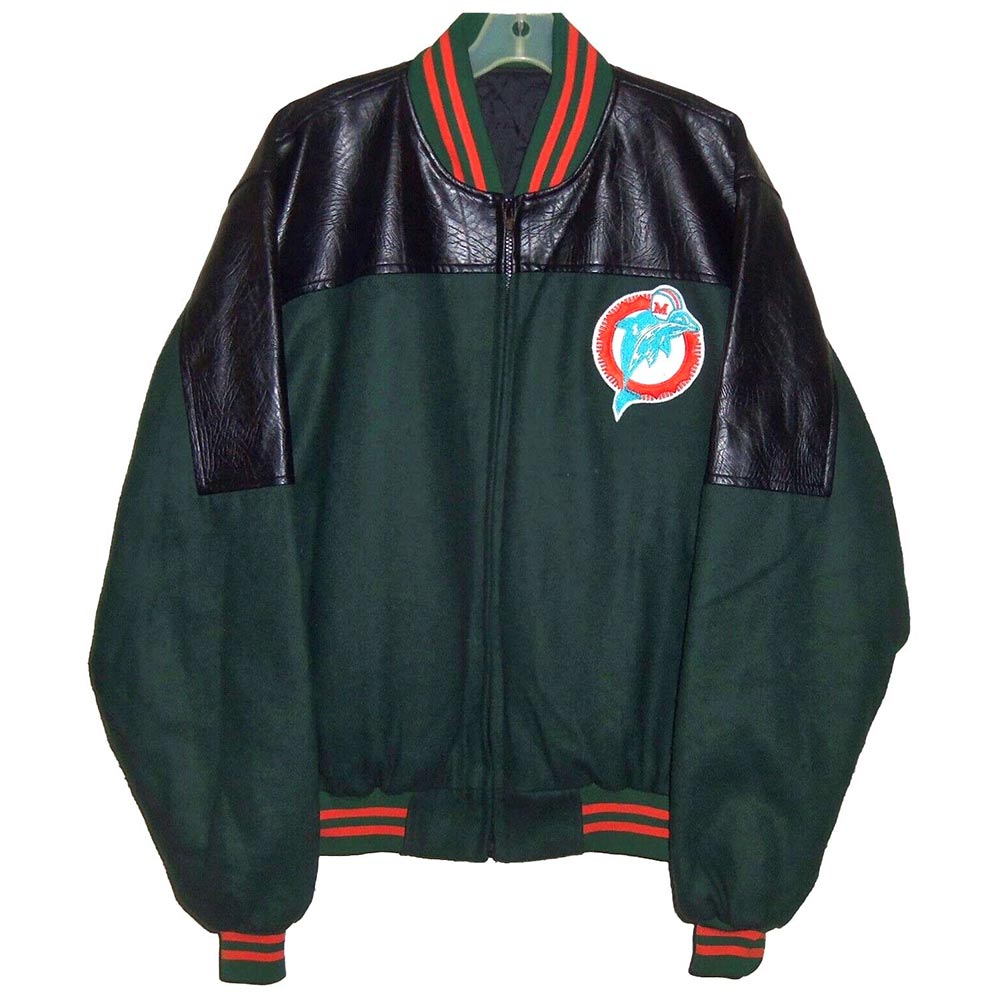 90S Miami Dolphins Throwback Varsity Jacket 1 90S Miami Dolphins Throwback Varsity Jacket