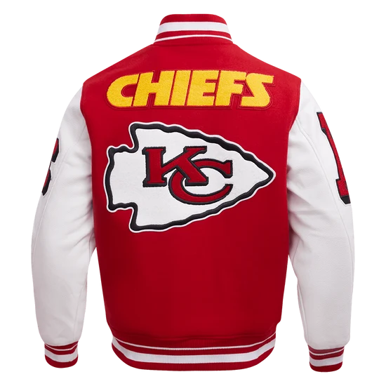 Mens Kansas City Chiefs Mashup Varsity Jacket Back - Trendy Leather Jackets