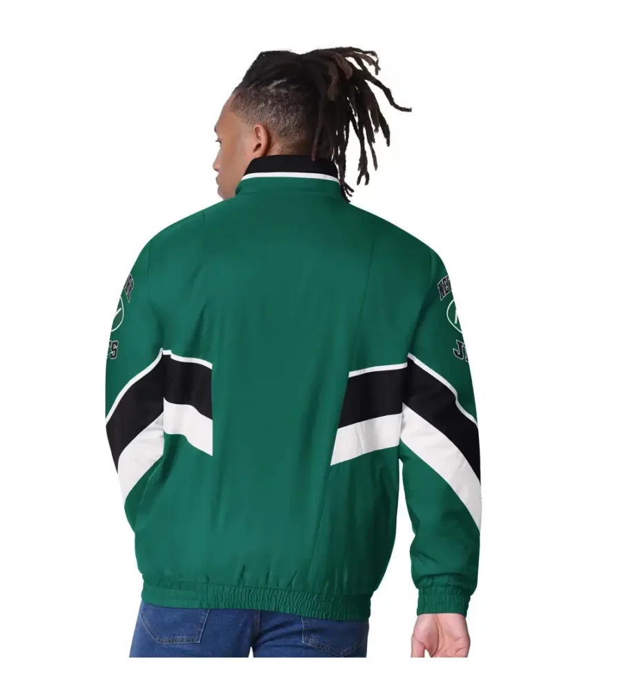 NFL New York Jets Green Satin Jacket Backside - Trendy Leather Jacket
