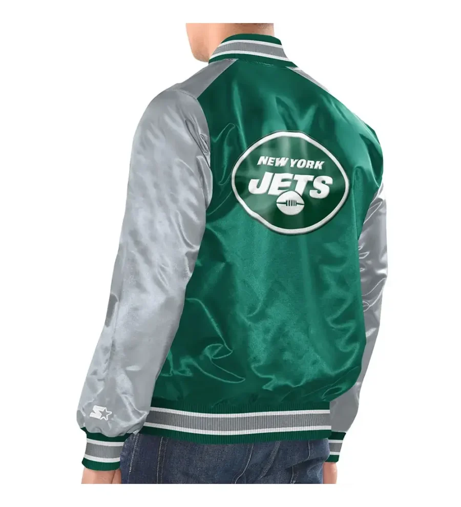 Alternative view of NFL Renegade NY Jets Green and Gray Jacket