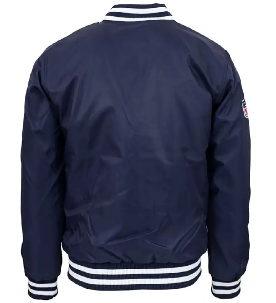 New England Patriots Navy Poly Twill Jacket backside Image - Trendy Leather Jackets