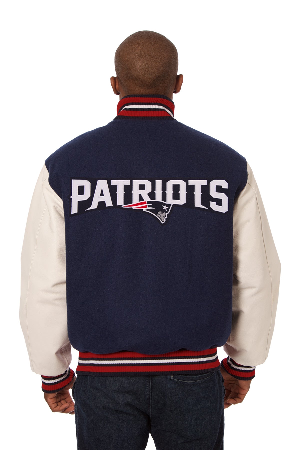 New England Patriots Blue And White Varsity Jacket 2 New England Patriots Blue And White Varsity Jacket - Image 2