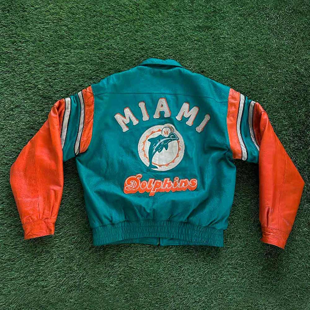 Alix Earle Miami Dolphins Leather Jacket 2 Alix Earle Miami Dolphins Leather Jacket - Image 2