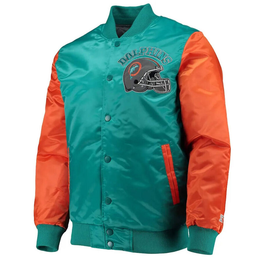 NFL Miami Dolphins Aqua and Orange Satin Jacket