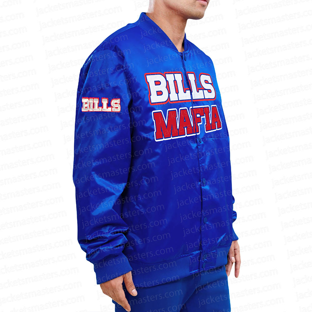 Nfl Bills Mafia Blue Jacket 7 Buffalo Bills Navy And Red Satin Jacket - Trendy Leather Jackets Front Side