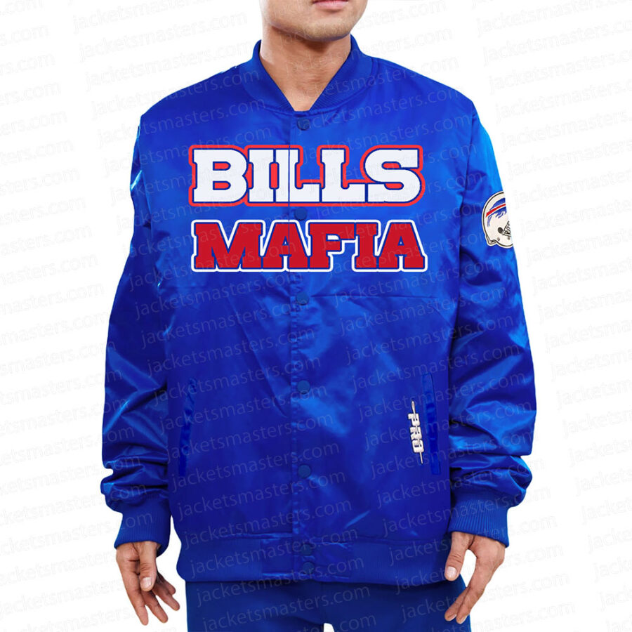 Nfl Bills Mafia Blue Jacket 12 Buffalo Bills Navy And Red Satin Jacket - Trendy Leather Jackets Frontside Image