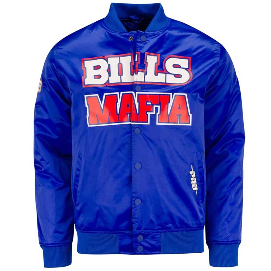 Buffalo Bills Navy and Red Satin Jacket - Trendy Leather Jackets Front side image
