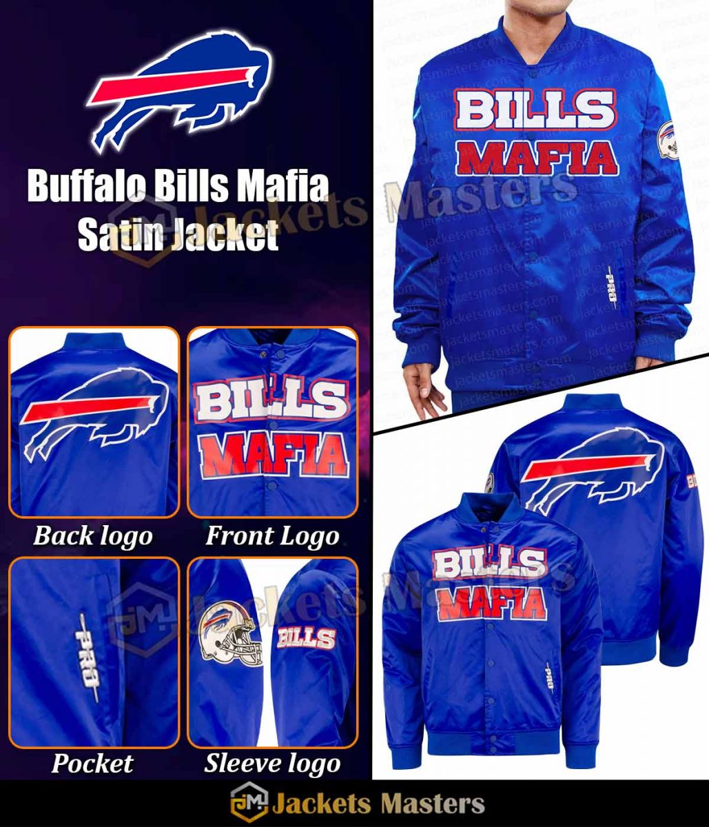Nfl Bills Mafia Blue Jacket 8 Buffalo Bills Navy And Red Satin Jacket - Trendy Leather Jackets Front And Backside Image