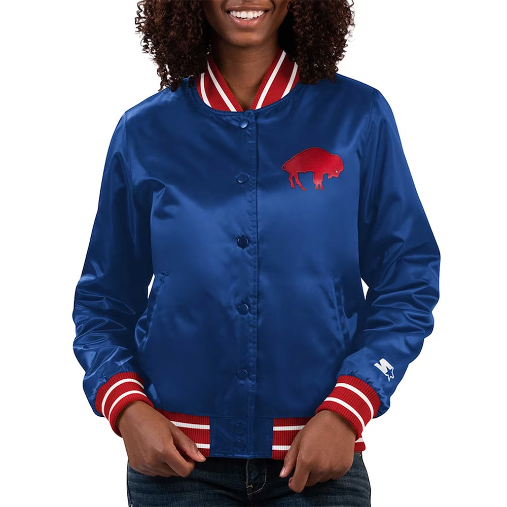 Women'S Buffalo Bills Blue Satin Jacket 1 Women'S Buffalo Bills Blue Satin Jacket