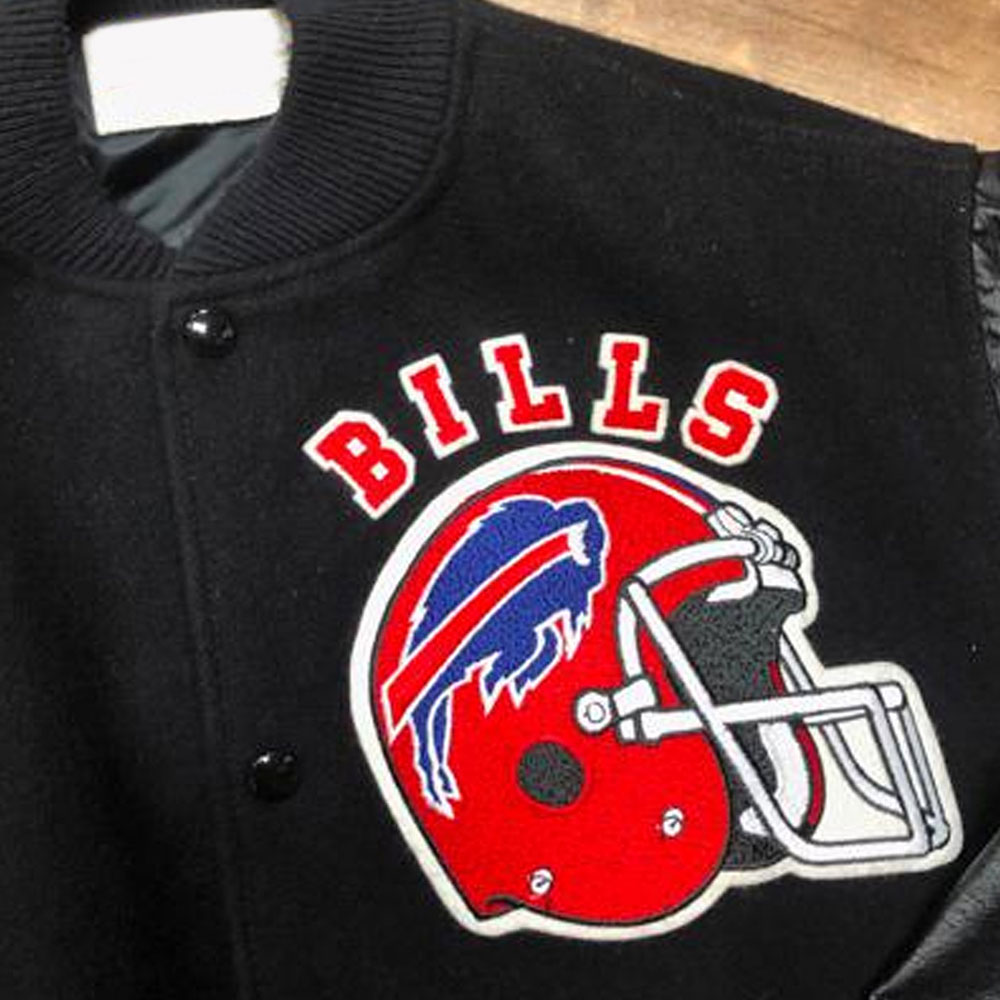 Men'S Buffalo Bills Black Varsity Jacket 6 Men'S Buffalo Bills Black Varsity Jacket - Image 6