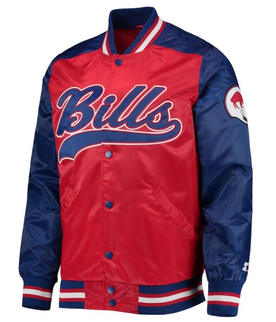 Buffalo Bills Tradition Varsity Satin Jacket - Front Trendy Leather Jackets