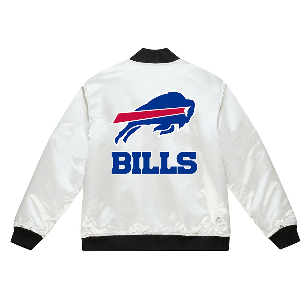 Nfl Buffalo Bills White Bomber Jacket 2 Nfl Buffalo Bills White Bomber Jacket - Image 2