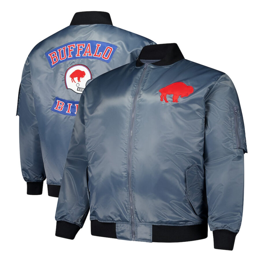Men'S Buffalo Bills Charcoal Bomber Jacket 5 Buffalo Bills Charcoal Full Zip Jacket