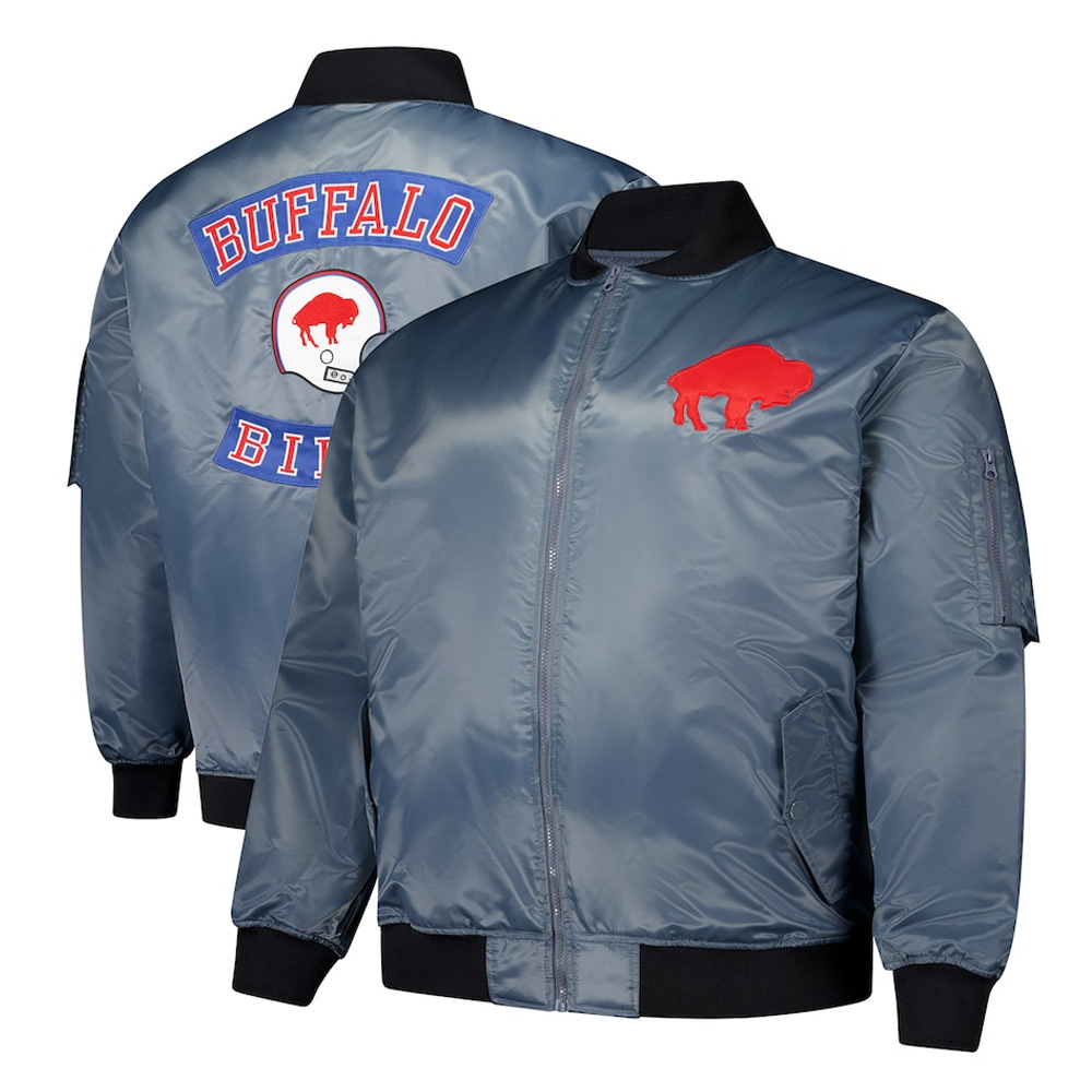 Men'S Buffalo Bills Charcoal Bomber Jacket 3 Men'S Buffalo Bills Charcoal Bomber Jacket - Image 3