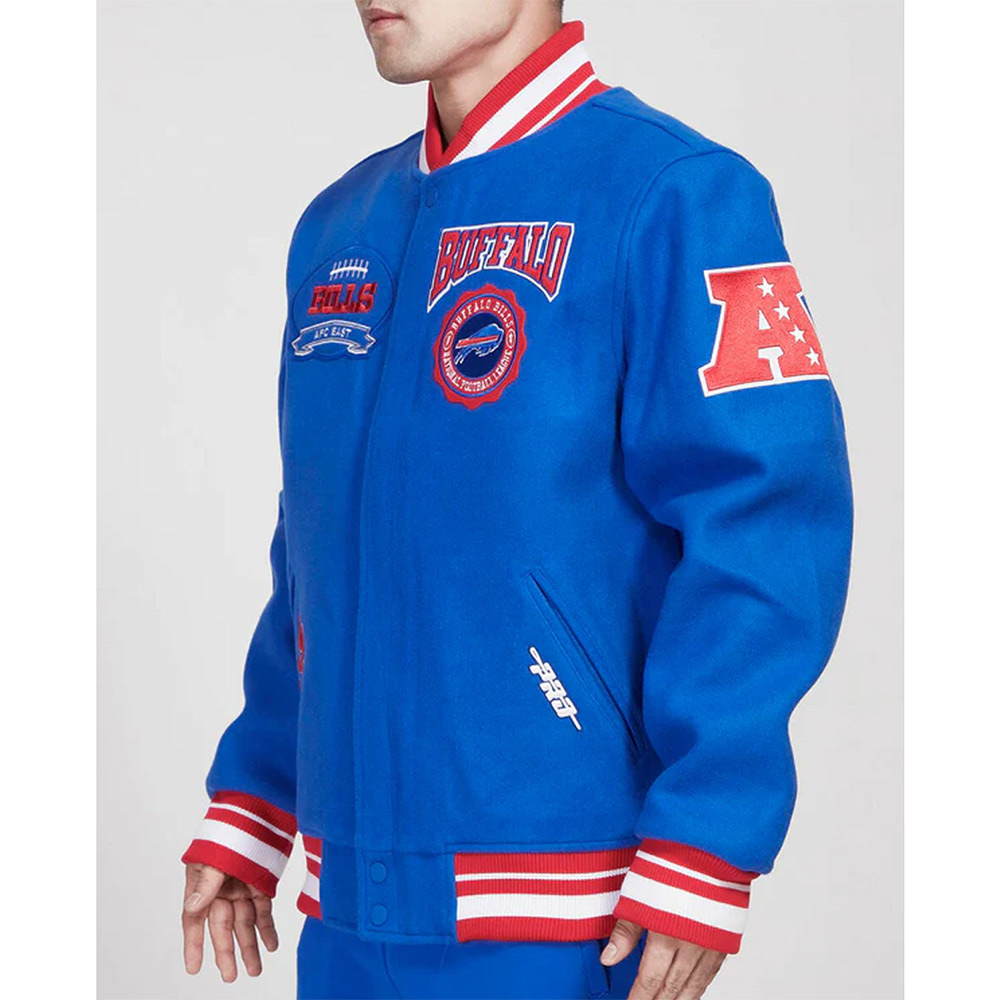 Nfl Buffalo Bills Blue Wool Varsity Jacket 4 Nfl Buffalo Bills Blue Wool Varsity Jacket - Image 4