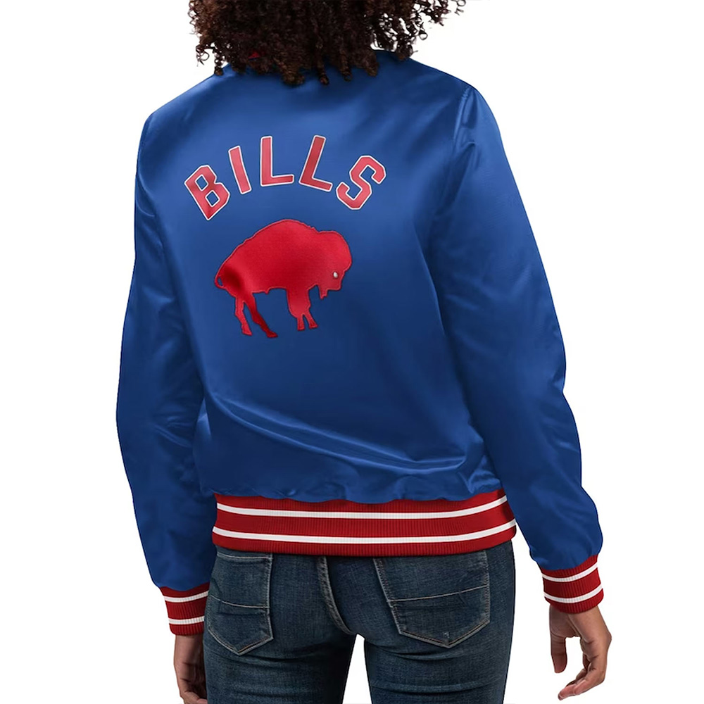 Women'S Buffalo Bills Blue Satin Jacket 2 Women'S Buffalo Bills Blue Satin Jacket - Image 2