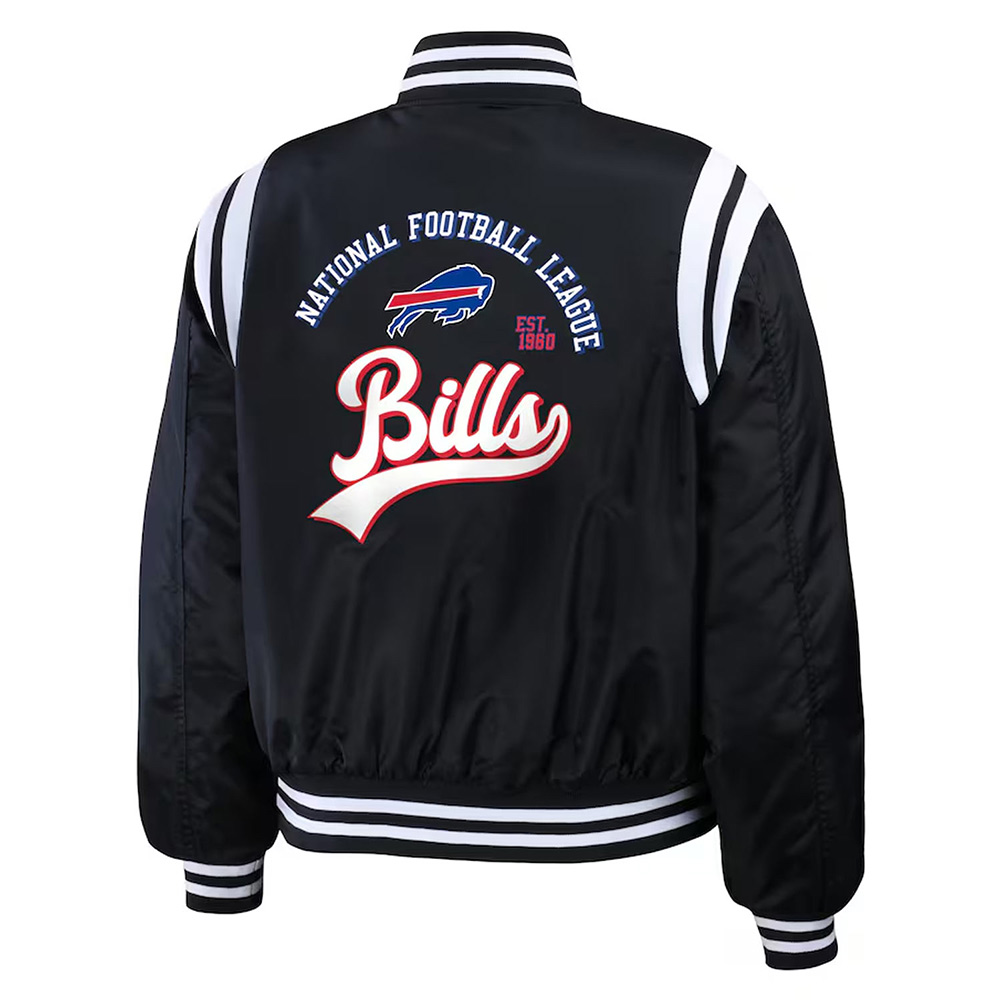 Nfl Buffalo Bills Black Bomber Jacket 2 Nfl Buffalo Bills Black Bomber Jacket - Image 2