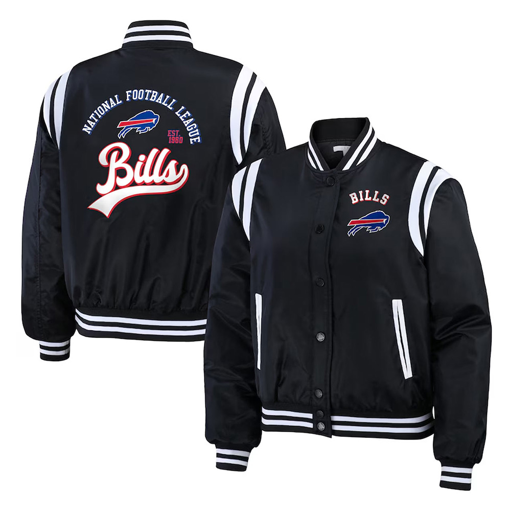 Nfl Buffalo Bills Black Bomber Jacket 3 Nfl Buffalo Bills Black Bomber Jacket - Image 3