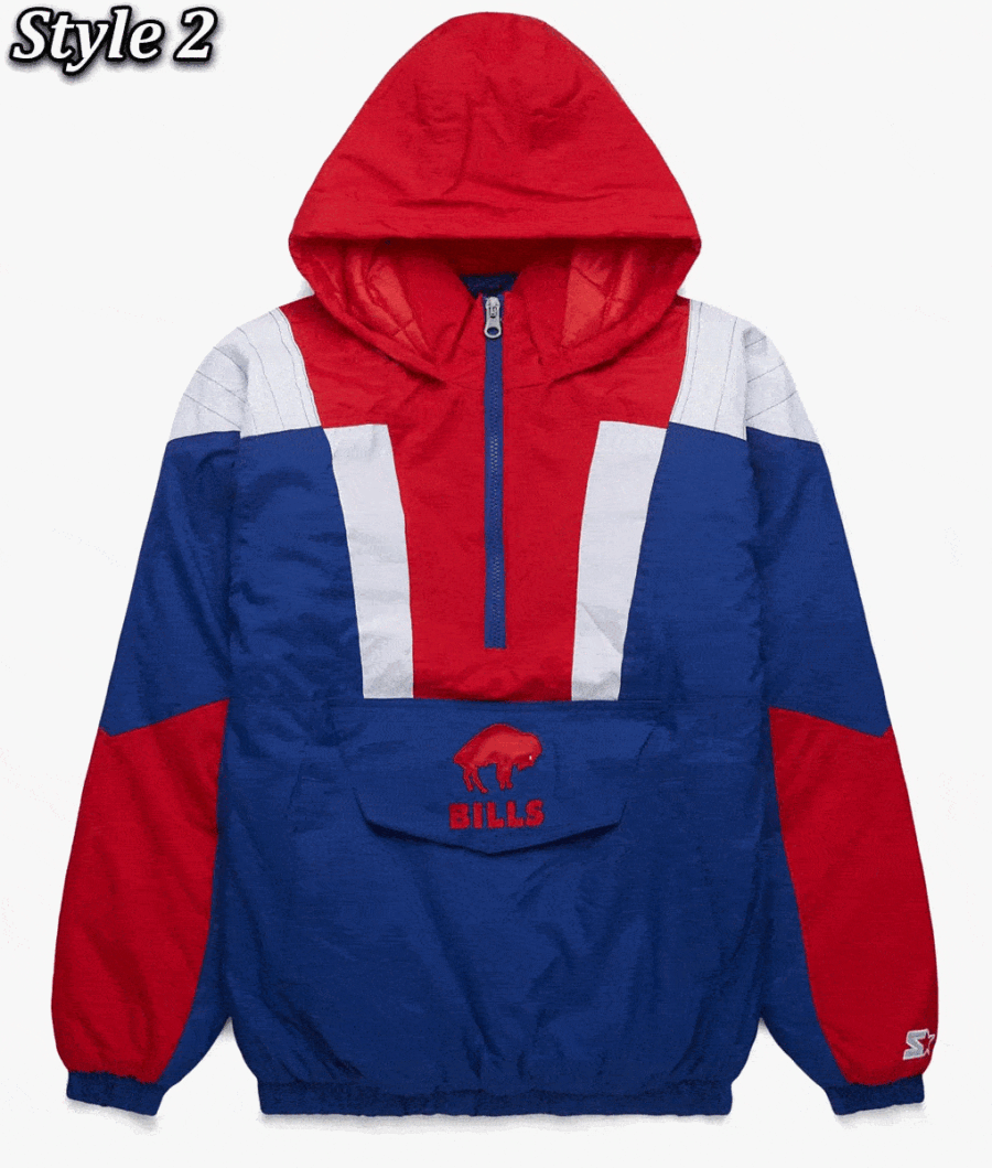 Buffalo Bills Pullover Hooded Jacket 12 Buffalo Bills Hooded Blue And Red Polyester Jacket