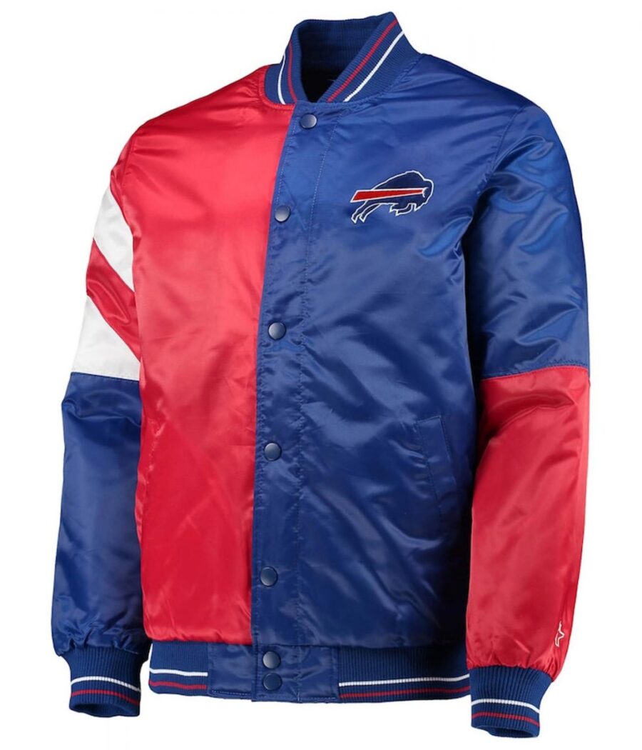 Men's Buffalo Bills Navy and Red Satin Jacket - Trendy Leather Jackets