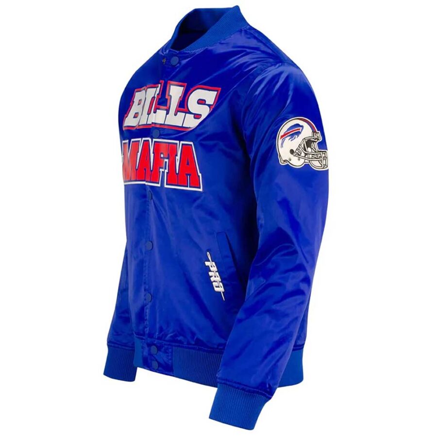 Nfl Bills Mafia Blue Jacket 11 Buffalo Bills Navy And Red Satin Jacket - Trendy Leather Jackets Left Side Image