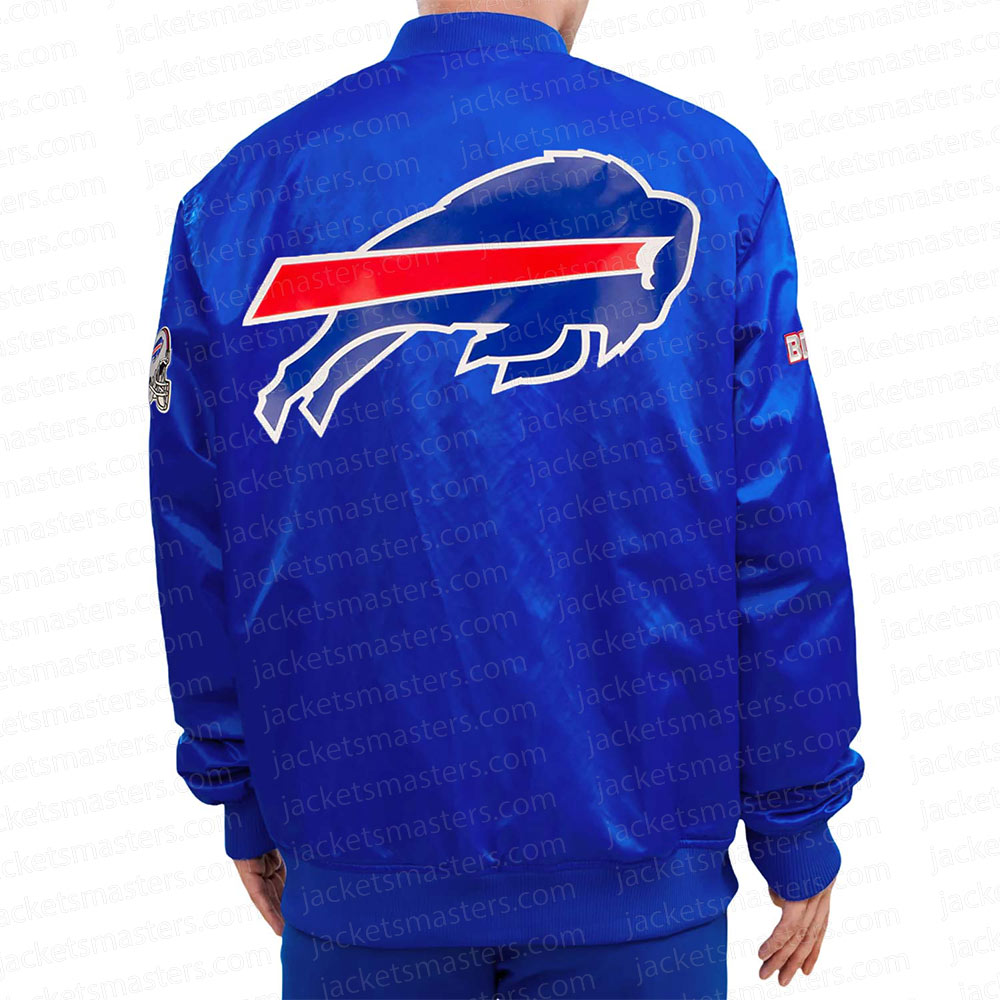 Nfl Bills Mafia Blue Jacket 6 Buffalo Bills Navy And Red Satin Jacket - Backside Image