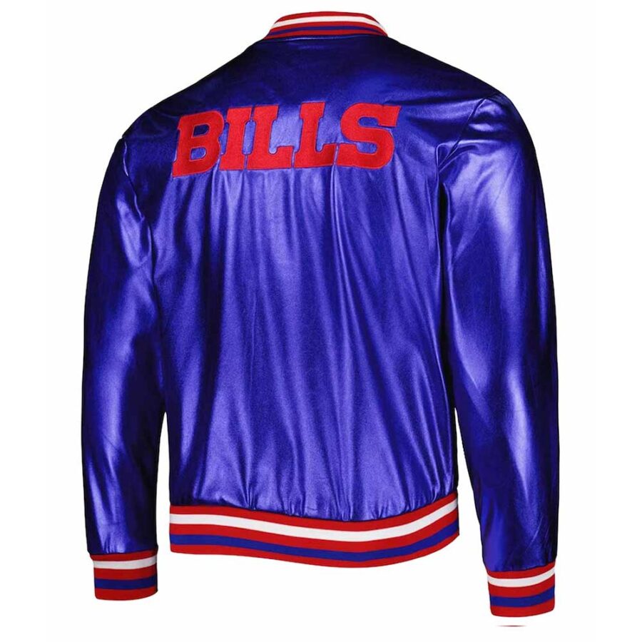 Buffalo Bills Metallic Royal Leather Jacket 6 Buffalo Bills Metallic Royal Blue Jacket