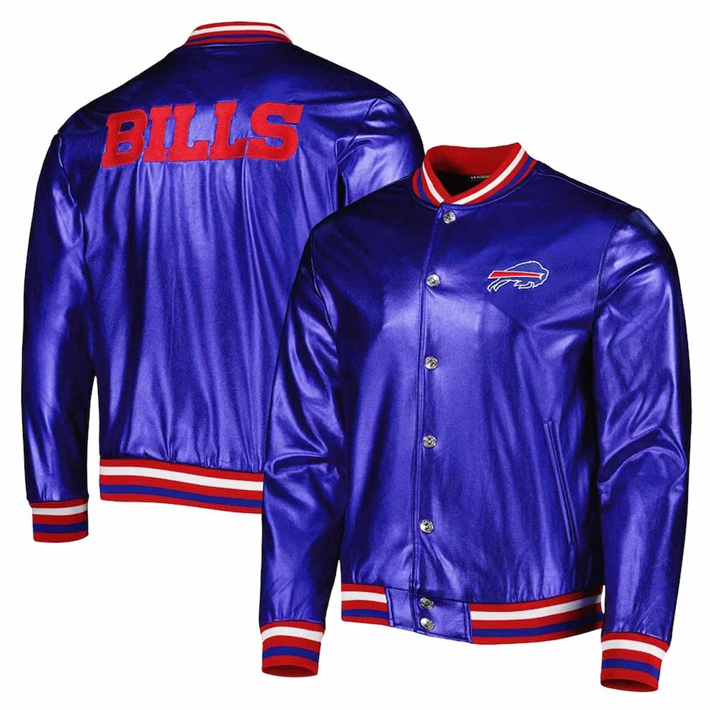 Buffalo Bills Metallic Royal Leather Jacket 2 Buffalo Bills Metallic Royal Leather Jacket - Image 2