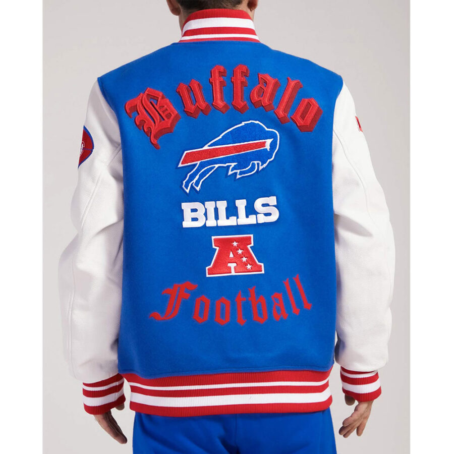 Nfl Buffalo Bills Old English Varsity Jacket 10 Buffalo Bills Old English Blue And White Varsity Jacket