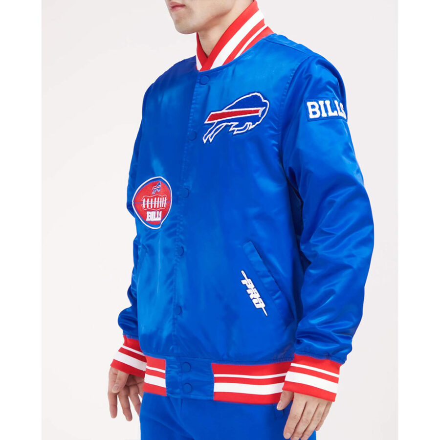 Men'S Buffalo Bills Old English Satin Jacket 8 Men'S Buffalo Bills Old English Satin Jacket Left Side Image - Trendy Leather Jacket