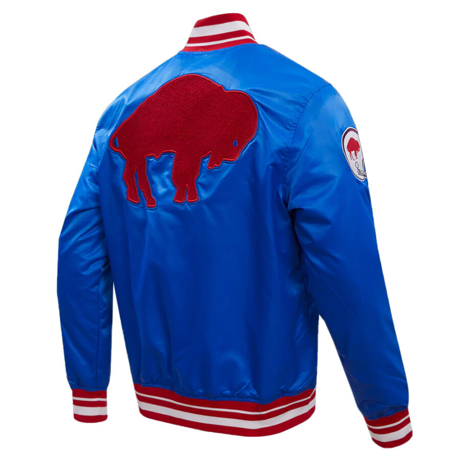 Nfl Buffalo Bills Classic Satin Jacket 15 Buffalo Bills Retro Classic Rib Blue Bomber Jacket