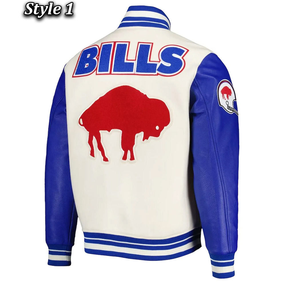 Buffalo Bills Blue And Cream Varsity Jacket 3 Buffalo Bills Blue And Cream Varsity Jacket - Image 3