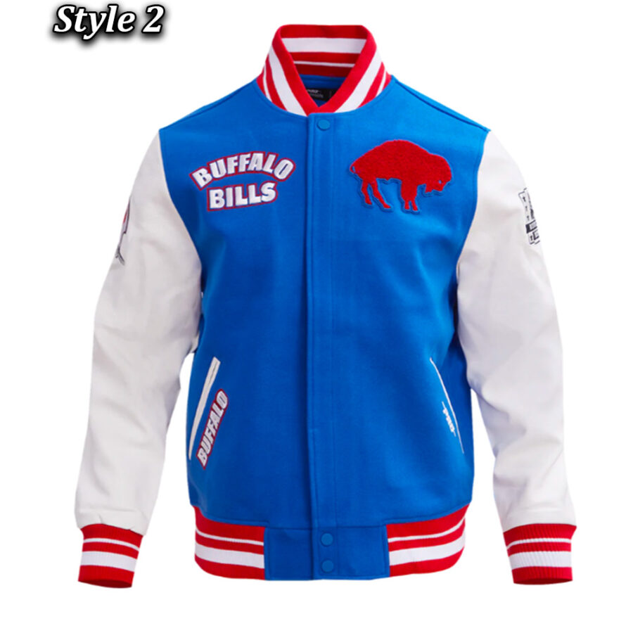 Alternative view of Buffalo Bills Blue and Cream Varsity Jacket